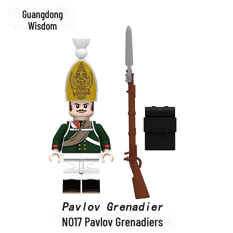 Military Building Blocks Set: Infantry, Cavalry, and Grenadiers Figures Toy Bag