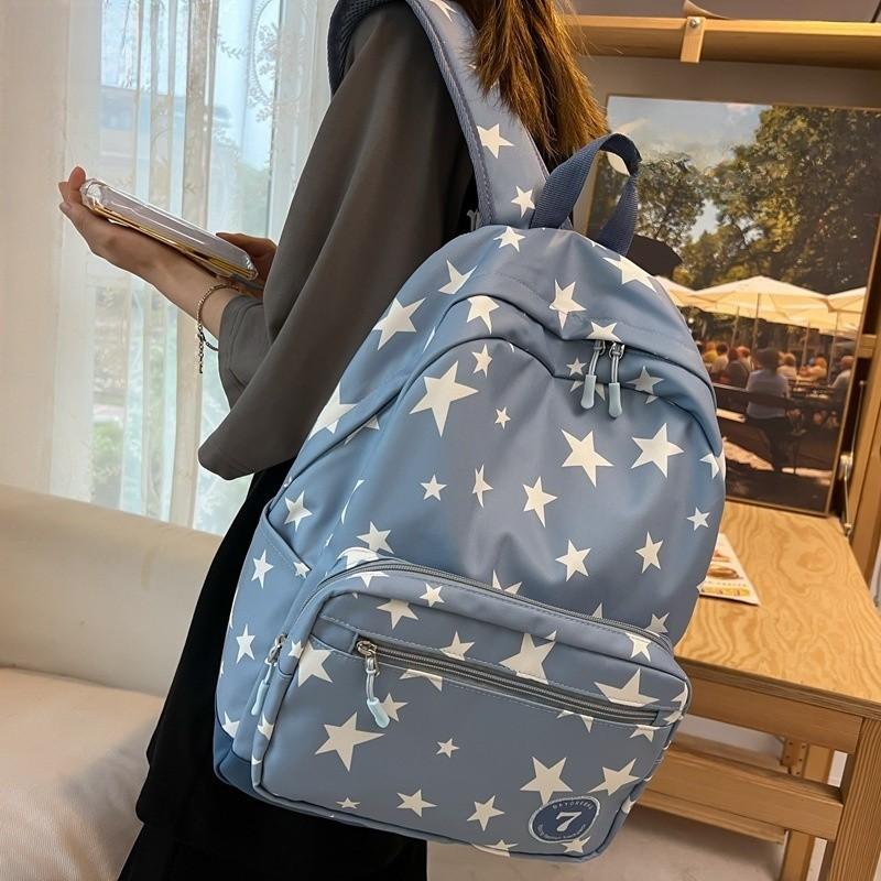 Summer Harajuku Style Backpack For College Students With Nylon And Geometric Prints For Daily Use