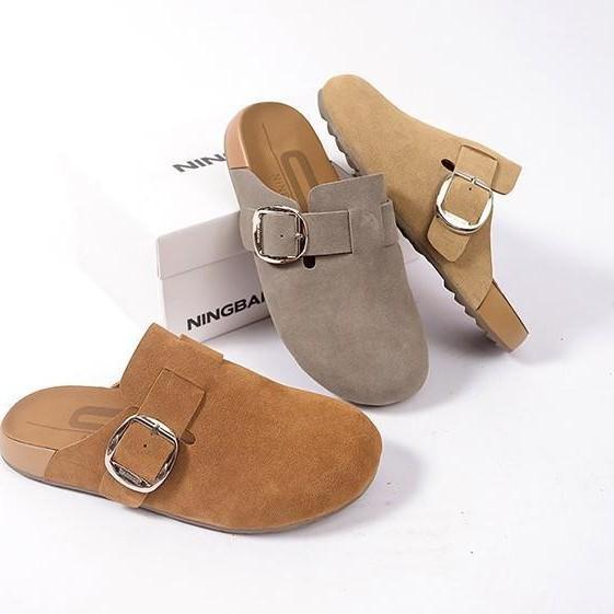 

Women s Fashion Hundred Package Head Autumn Slippers Outdoor Anti-slip Sports Casual Comfortable Wearing One Foot Stirrup Outdoor Travel Hiking Shoes 40 коричневий