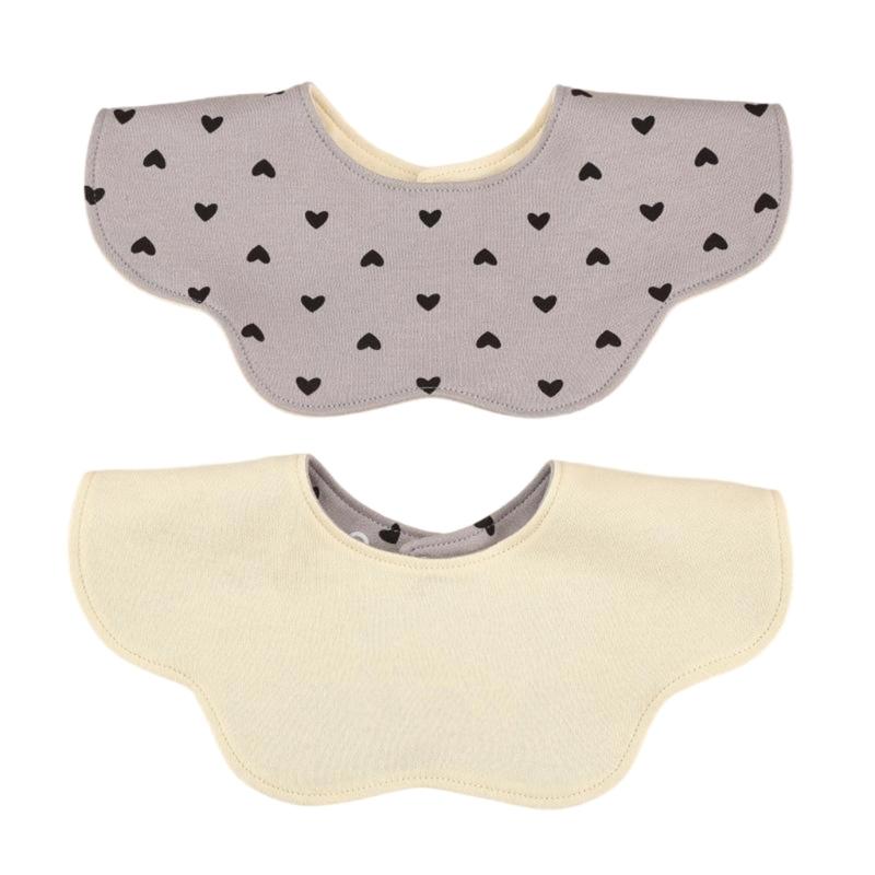 

Soft Cotton Reversible Infant Bib with 360 Petal Shape for Messy Eating Machine Washable Various Design Saliva Towel