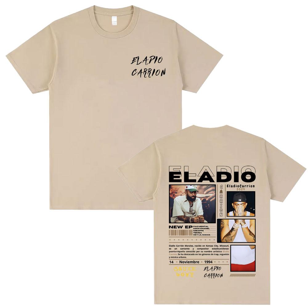 

2025 Summer Rapper Eladio Carion Doublesided Printed Tshirt Mens Fashion Loose Street Retro Casual Cotton Tshirt 4XL