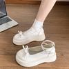 Bow Soft Sole Round Head Heightening Small Leather Shoes Breathable 2025 Mary Jane Spring and Autumn Single Shoes Women's Versatile Popular Women's Sh