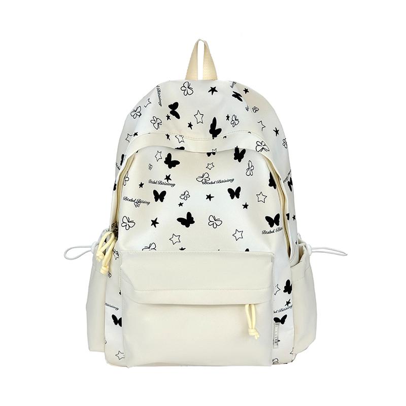 

Студенческий школьный рюкзак с принтом бабочек, большой вместимости, женский рюкзак с цветными блоками Small белый