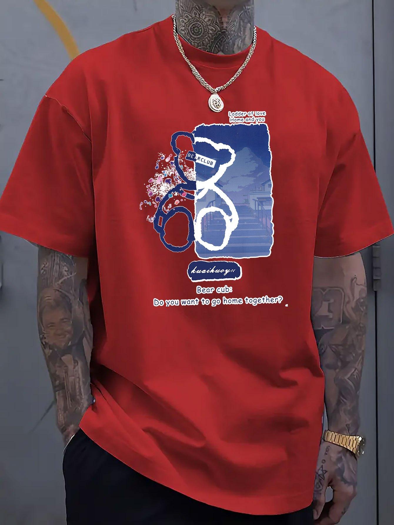 

Fashionable Bear Graphic Printed Short-sleeved Luxury Cotton T-shirt for Summer Unisex Men and Women Casual Loose Fashion Trendy 4XL