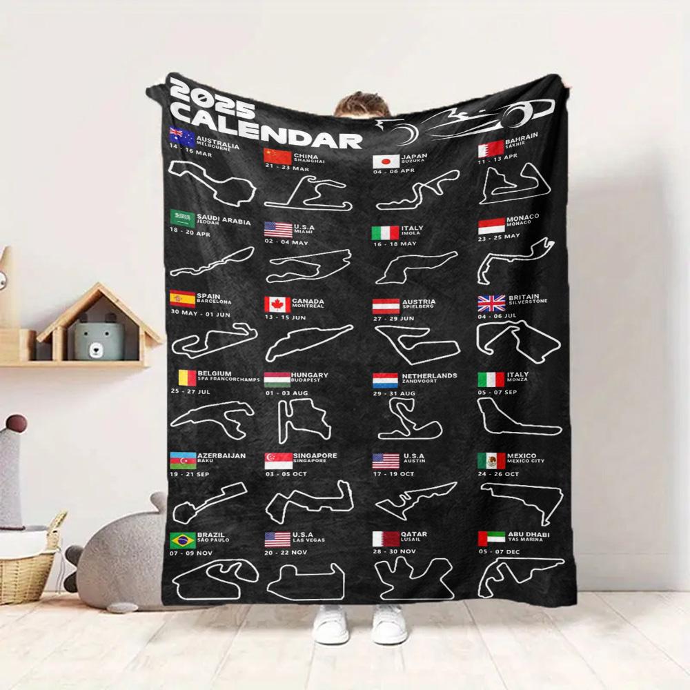 Formula Calendar Flannel Blanket Throw Blanket Soft Warm Sofa Bed Camping Car home Decor Unique Christmas Gift C9301311
