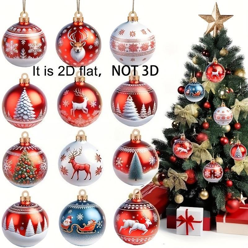 

12PCS/set Christmas Ball Decoration 2D Flat Wooden Pendants Christmas and New Year Gifts Home Party Decorations Gifts
