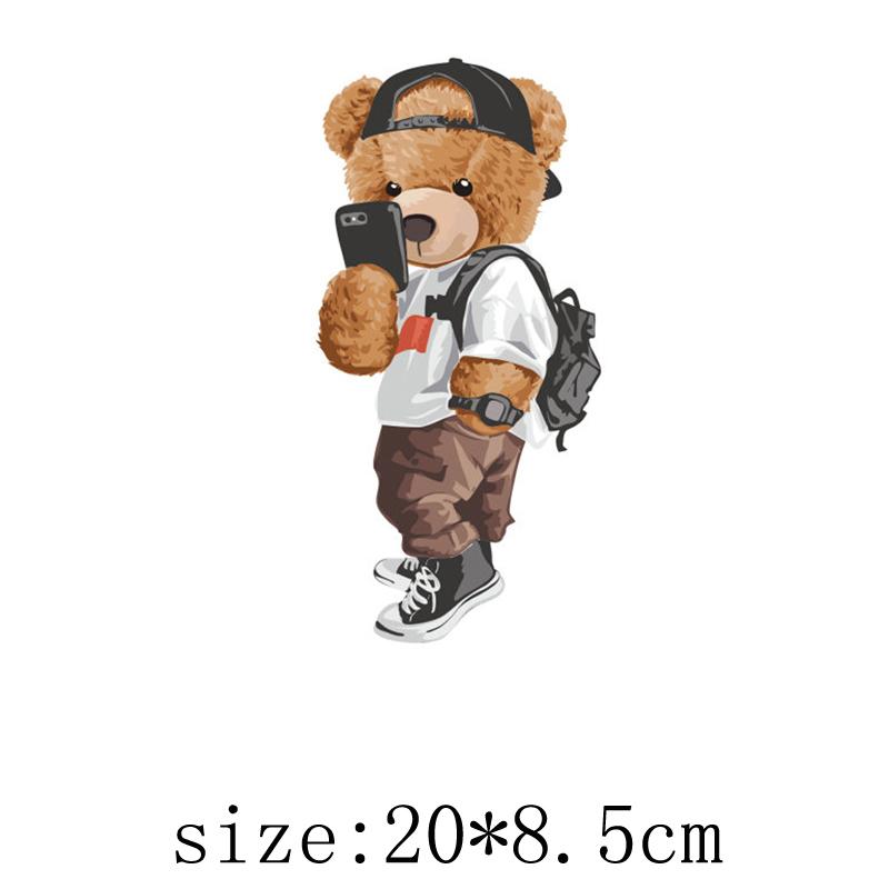 Thermo Stickers Patches On Clothes Dog Bear Stickers Iron On Transfers for Clothing Iron On Heat Transfer Patches Stripes Badges