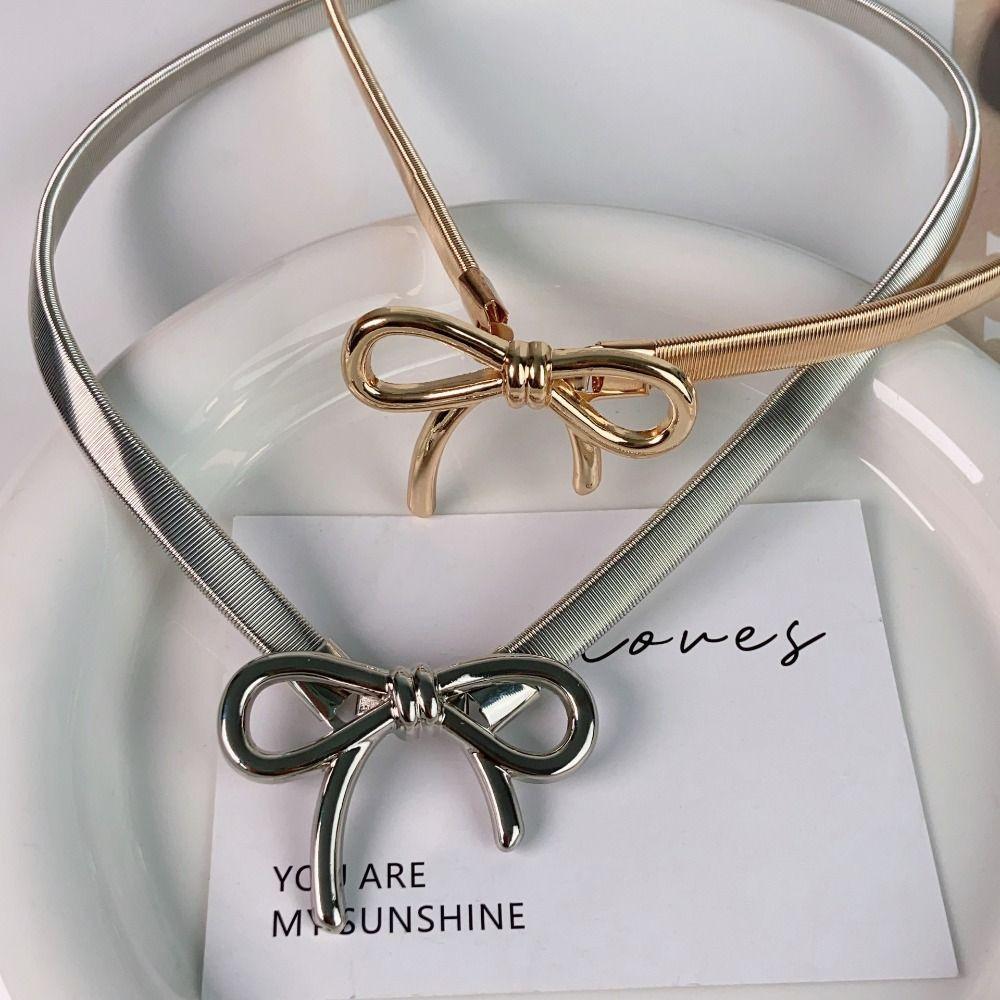 Metalowa Klamra Kokarda Elastyczny Pasek Cynk Stop Cynku Pasek do Dżinsów Vintage Elastyczny Pasek Codzienny