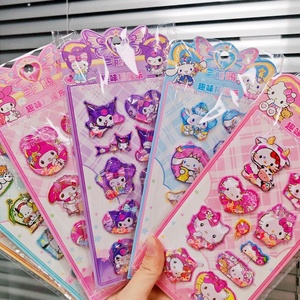 6Style Anime Kawaii Sanrio HelloKitty Kuromi 3D Shake Stickers Cute DIY Album Diary Handbook Decor School Student Stationery Toy