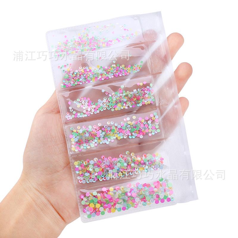 Internet Celebrity Luminous Manicure Diamond Fluorescent Rhinestone Mixed Multi-Size Packaging Diy Accessories 8 Colors Optional