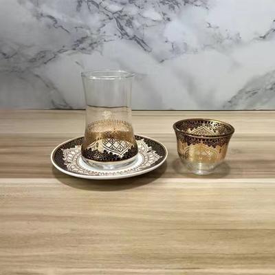 3 Stück Glasbecher im türkischen Stil, Kaffeetasse, Milchbecher, Frühstückstasse, Wasserbecher, schwarzer Teebecher