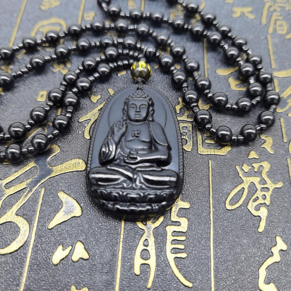 Obsidian Zodiac Pendant and Birth Buddha Charm – Eight Protectors Collection, Ideal for Gifts