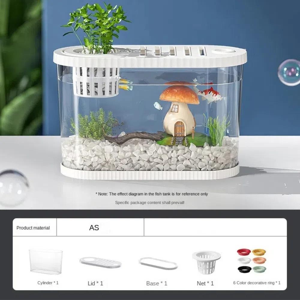 Transparent Plastic Fish Tank Space-Saving Clear Table Fish Bowl Tabletop Fish Bowl  Plant Growing