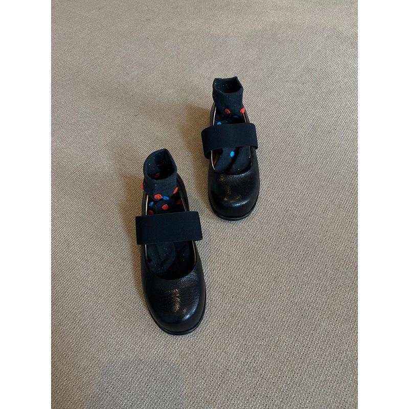 Sheepskin version~ Mary Jane shoes women's ballet style shallow mouth flat-soled single shoes genuine leather retro round head one-pedal small leath