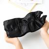 Zhao Lusi Inspired Black Satin Scrunchie with Elegant Ruffled Edge