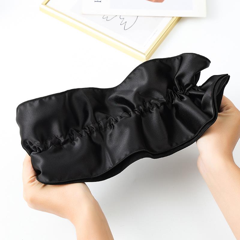 Zhao Lusi Inspired Black Satin Scrunchie with Elegant Ruffled Edge