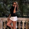 Women's Mock Neck Three Quarter Sleeve Mini Dress Slim Fit Mid Rise Streetwear Color Block Bodycon Dress