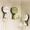Wall Mounted Vacuum Suction Cup Double Hook No-Drilling Key Towel Hanger Hook For Bathroom Kitchen Removable Storage Hook