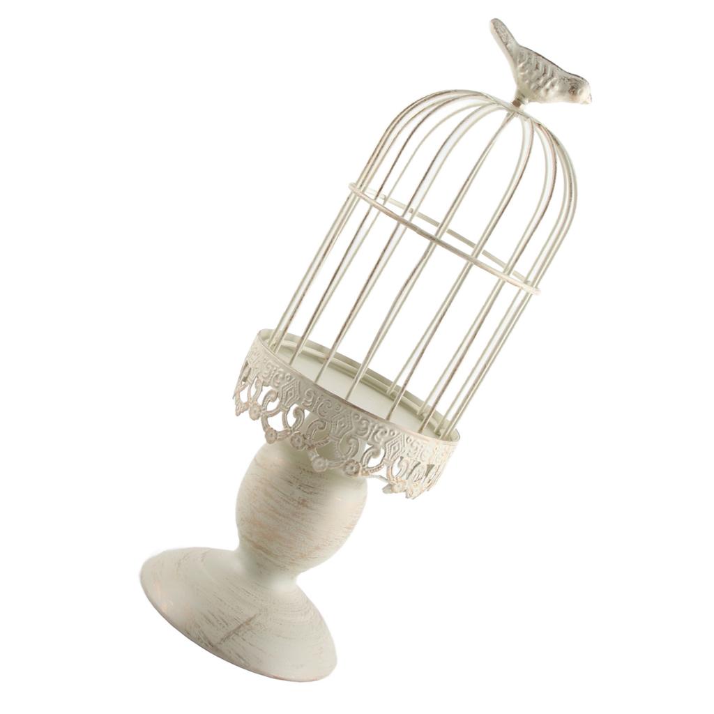 Candle Holder White Vintage Bird Cage Type Carved Candlelight Stand Table Decoration for Banquet Dinning Party