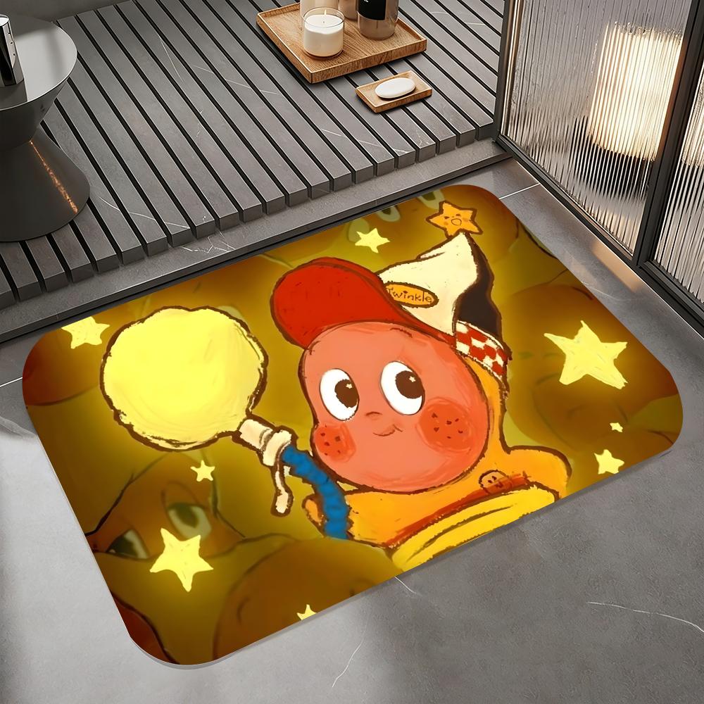 Anime T-twinkle Floor Mat Diatomite Bath Mat, Quick Dry Absorbent Non-Slip Door Mat