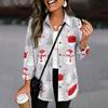 Women's Casual Loose Fit Christmas Print Button-Front Long Sleeve Cardigan Top
