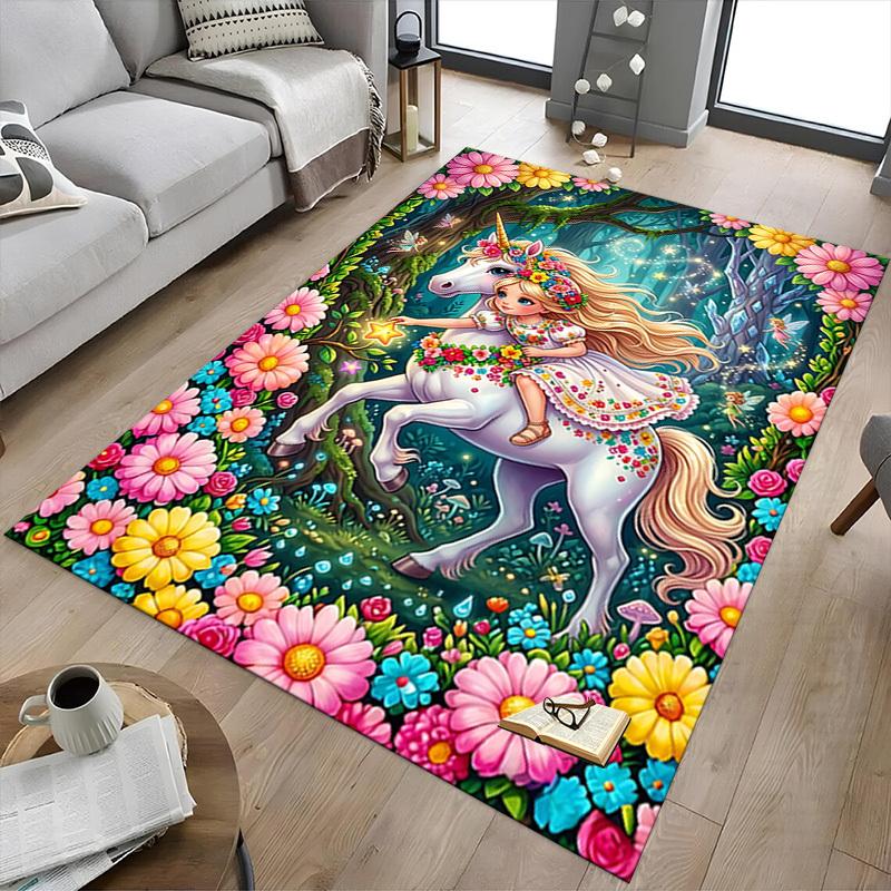 1PC Unicorn Fairy Extra Large Non-Slip Floor carpet, Office, family, bedroom, Studio - Large Area Rug,Longlasting Material-K0394