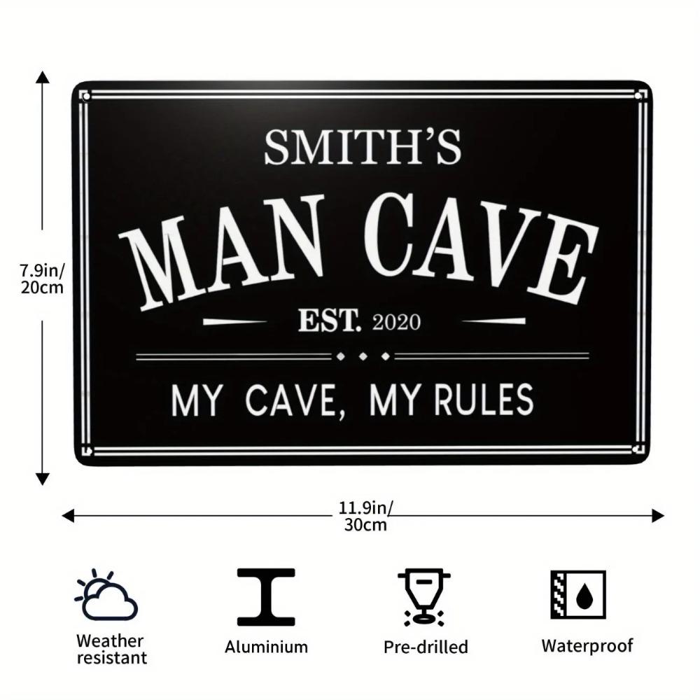 Custom Text Vintage Man Cave Sign Vertical Metal Wall Decor