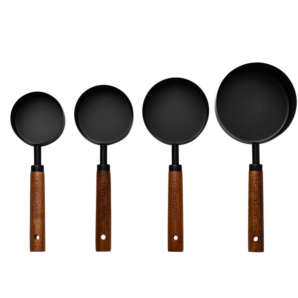 Gold-Plated Stainless Steel 8-Piece Measuring Cup and Spoon Set with Scales for Baking.