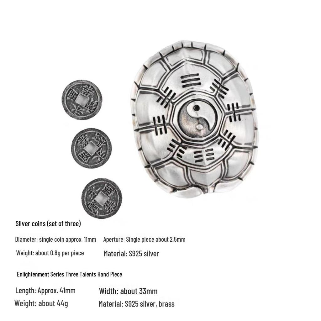 Brass Retro Distressed Tortoiseshell Sancai Handheld Zhouyi Bagua Stress Relief Play Piece