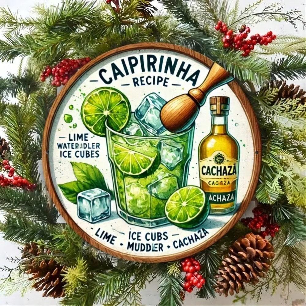 Vintage Caipirinha Recipe Metal Tin Sign Retro Kitchen Decor Wall Art