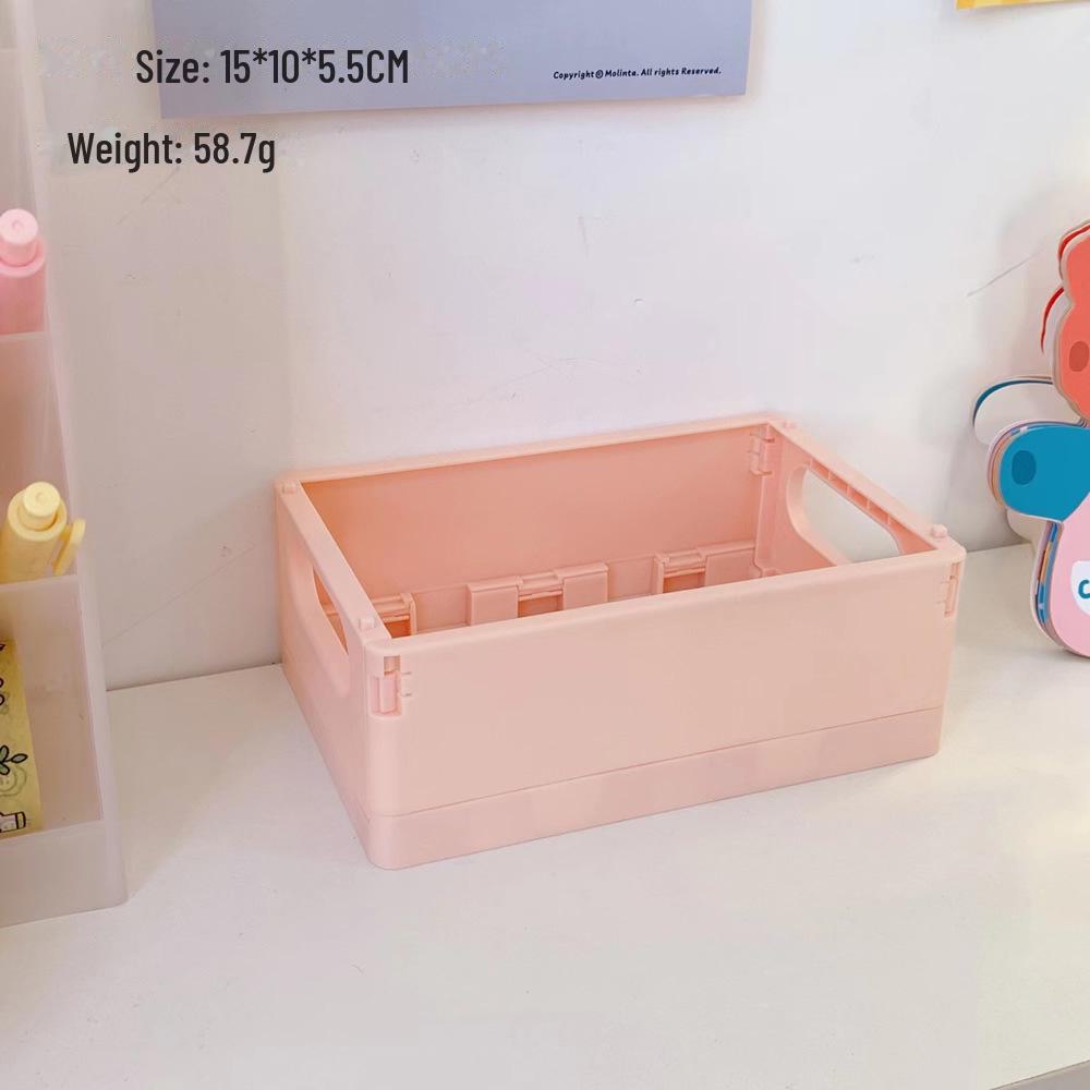 Korean Mini Folding Storage Box - Compact Organizer for Desktop, Stationery, and Skincare Essentials