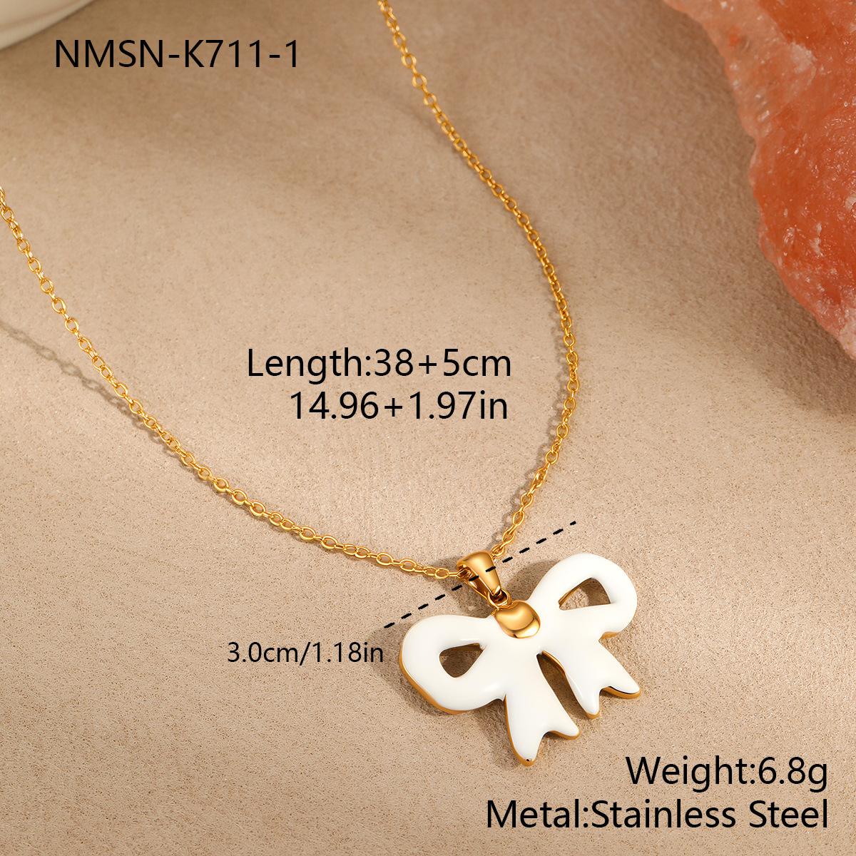 GEMCHIC Women s Bowknot Colorful Enamel Stainless Steel Necklace and Earrings Set 18K Gold Plated Fashion Jewelry 18K
