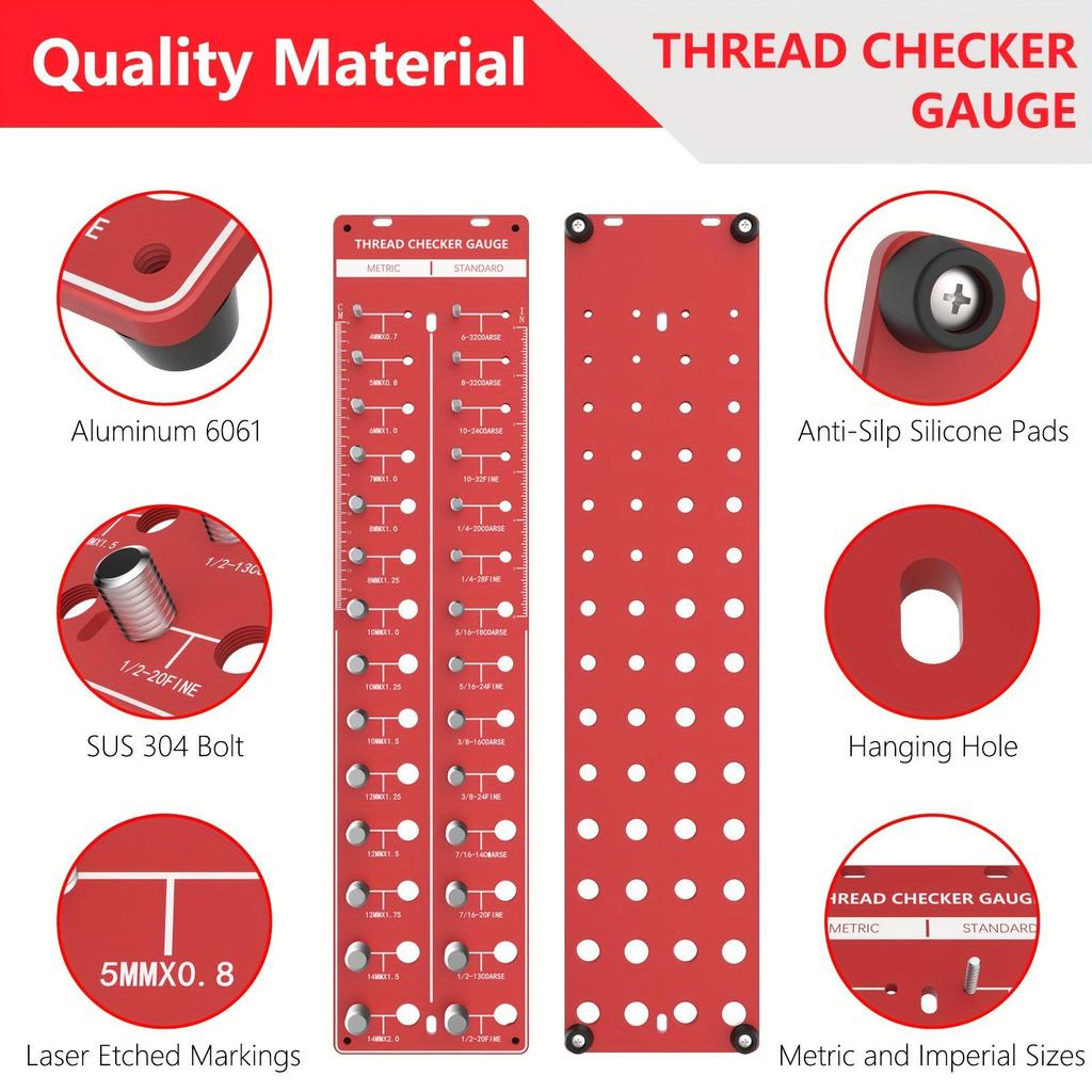 Screw Nut & Bolt Thread Checker and Measuring Gauge