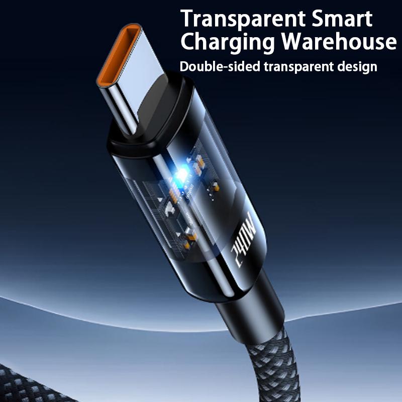 240W Usb Cable Fast Charging For Smartphone 1 Meter /2 Meters Type-C Data Cable