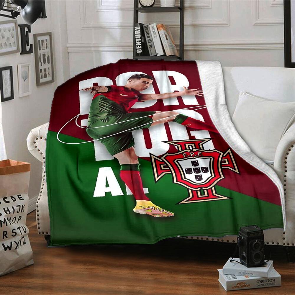 Portugal Football Spirit printed flannel breathable and warm blanket, a stylish home gift, suitable for home, office and bedspread use. 0713a15