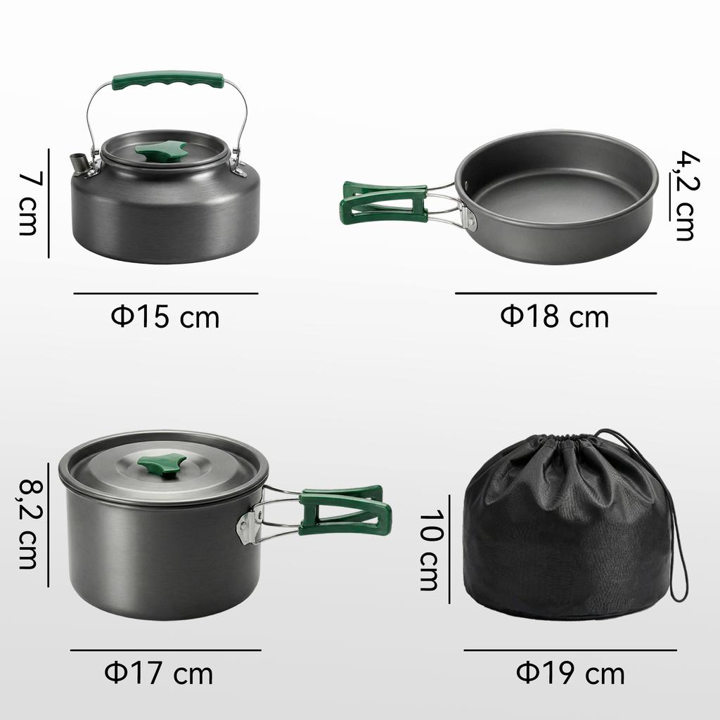 Camping Cookware Set, 11-Piece, Grey