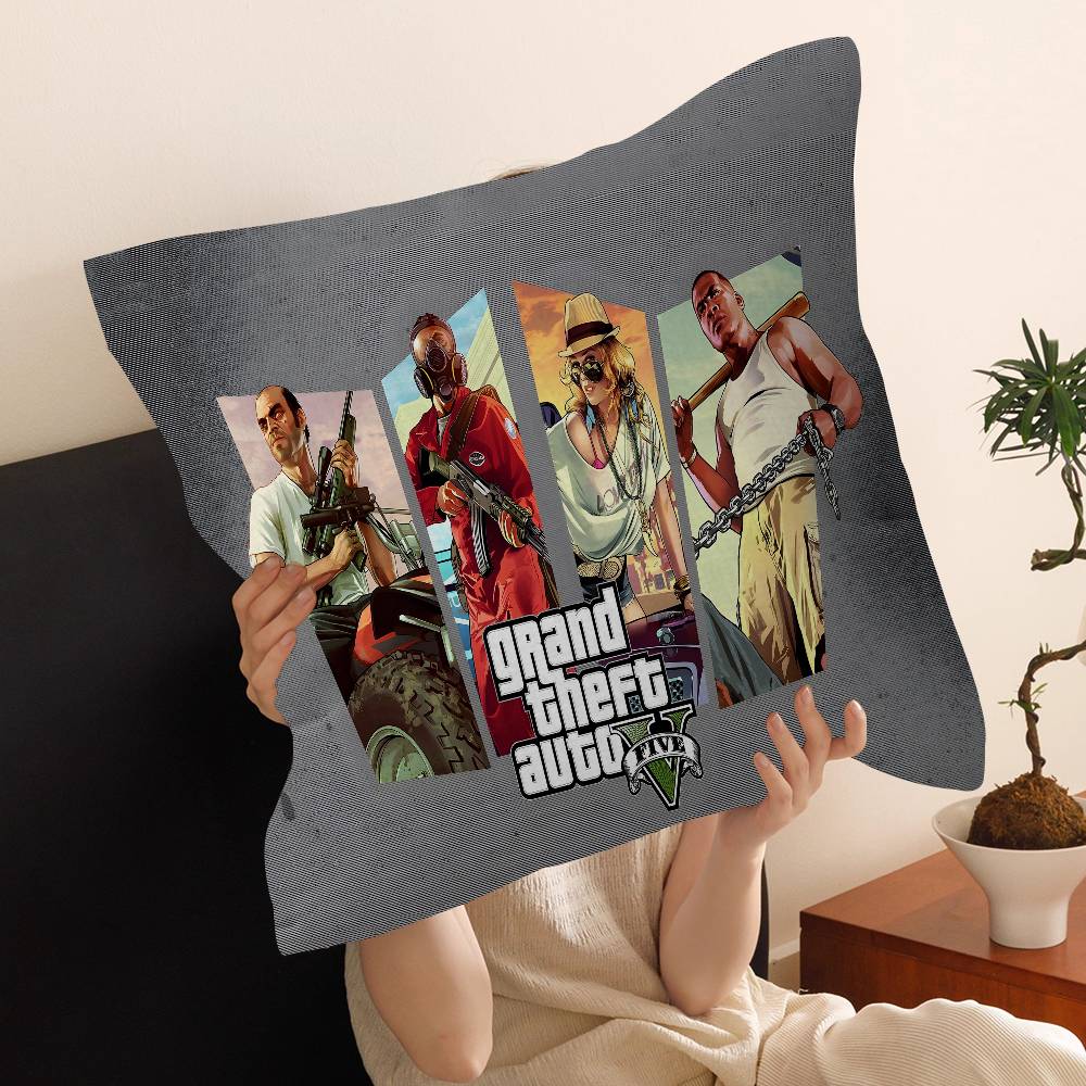 Action Game Grand TTheft Auto Cushion Cover Car Throw Pillow Case For Sofa Car Christmas Gift 40x40cm 45x45cm
