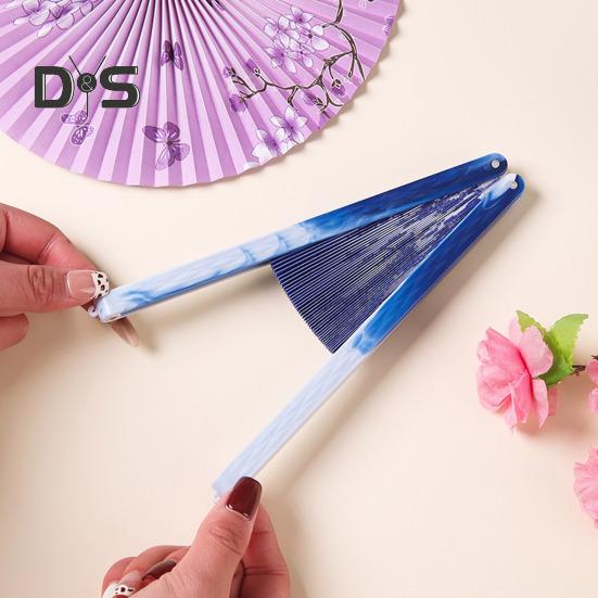 Runder Faltfächer im chinesischen Stil mit Quasten, Blumenmuster, Handfächer aus Papier, tragbarer Sommer-Handfächer, Tanzaufführung, Foto-Requisiten, Dekoration