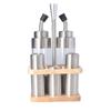 Set Sticle Condimente cu Raft de Lemn Oțel Inoxidabil 304 Suport Sticle Condimente pentru Masă Bucătărie