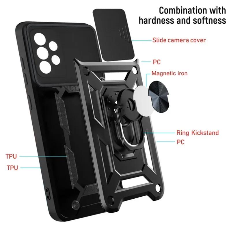 Kryt na objektiv fotoaparátu Armor Slide pro Samsung Galaxy S24 S23 S22 S21 S20 Plus Note 20 Ultra A54 A53 5G S23 S20 FE Kryt s nárazníky
