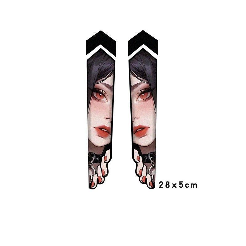 1 Paar Wasserdichte Dekoration Für Motorrad Gabelaufhängung Langlebige Vinyl-Aufkleber Peekendes Anime-Mädchen Motorrad-Aufkleber