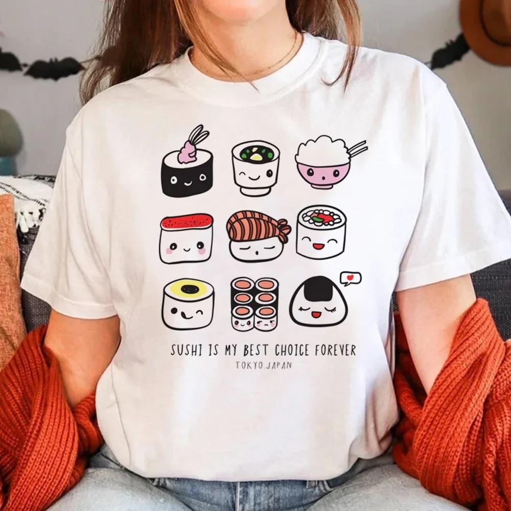 Sushi Tshirt Women Summer T-shirts Female Manga 2000s Clothing Graphic T Shirts Aesthetic Clothes Fashion Harajuku Personality
