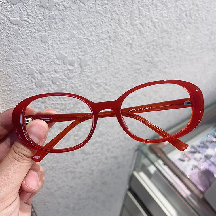 Fashion red oval frame, personality, anti-blue light glasses, female face, small student frame can be matched
