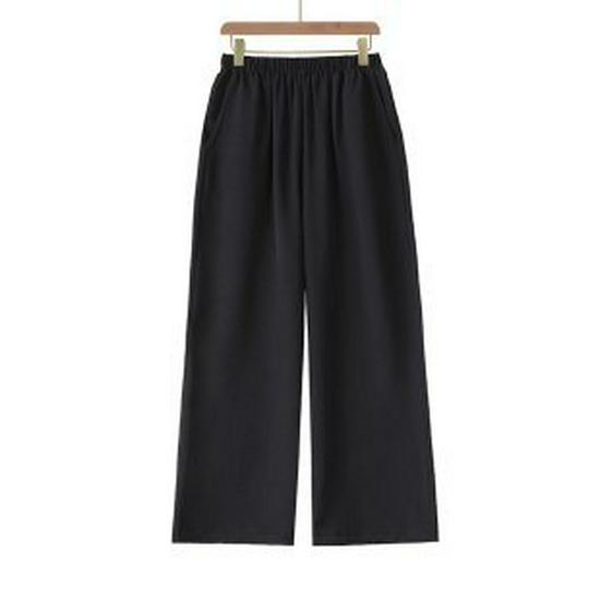 

Women s Wide-Leg Pants: Spring & Autumn Fashion for Middle-Aged & Elderly with Elastic High Waist 4XL чорний