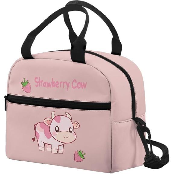 Kawaii Erdbeer-Katze Lunchtasche für Mädchen Kinder 8-10 10-12 Isoliert Lunchbox Tragbar Kühlbox Lunchbag Tragetasche Handtasche Mahlzeitenvorbereitung Organizer Arbeit Schule