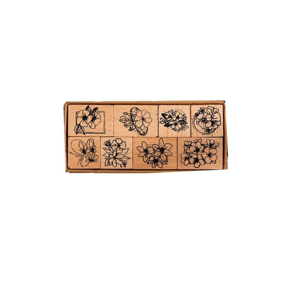 Vintage Flower Seal Set Wood Scrapbooking Seal Decorative Accessories Account Stamp  Scrapbooking