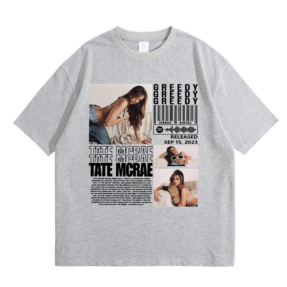 Tate Mcrae Greedy T Shirts Men Women Clothing Fashion Vintage T-shirts 100_ Cotton Casual Loose Short Sleeve T-shirt Streetwear