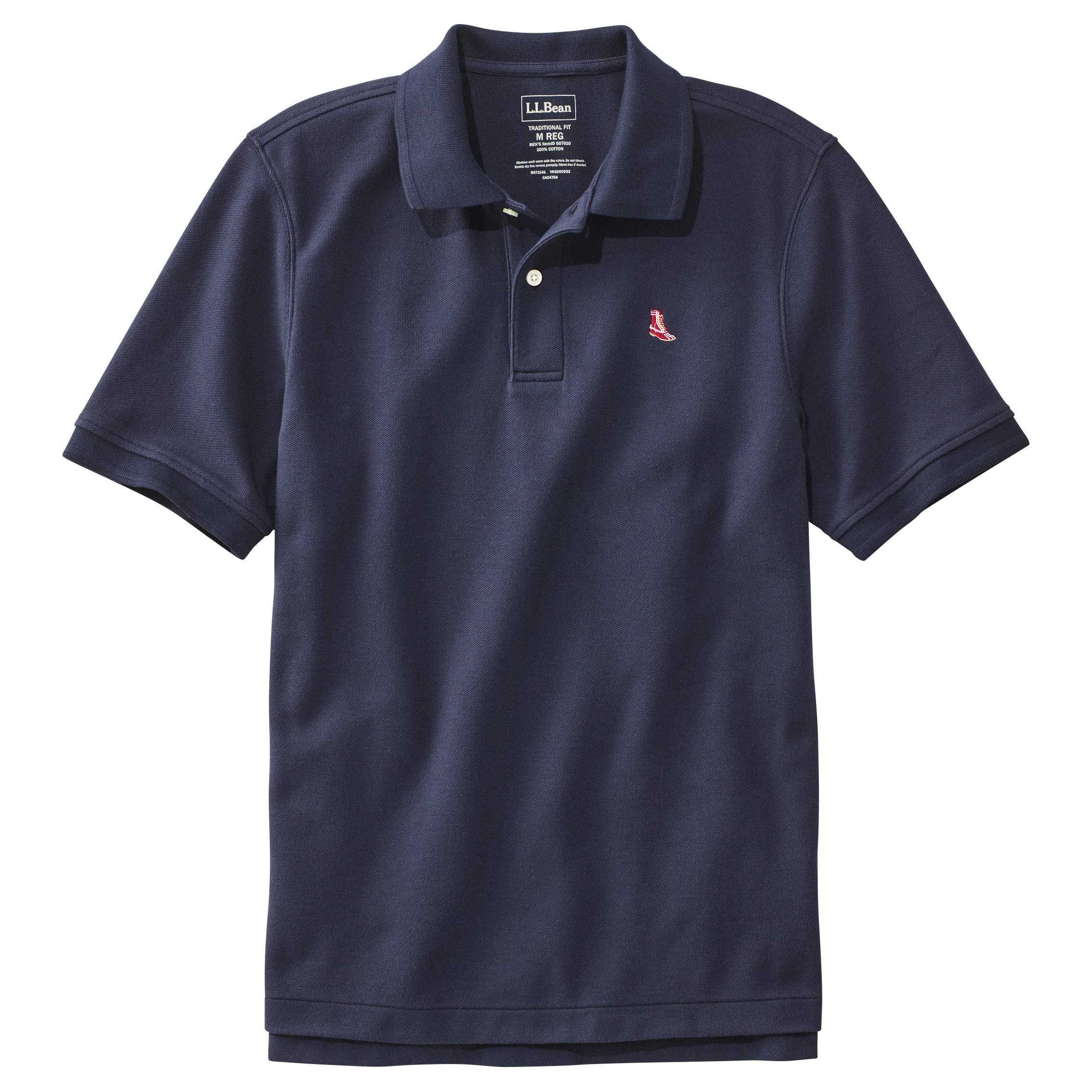 

[L.L.Bean] Men s Premium Double L Polo Shirt, Short Sleeve, Red Bean Boot Embroidery, Japan Fit, Size L, Navy, Classic Navy, 1000035917