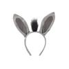 Children's Halloween Donkey Costume Set: Animal Ear Headband, Butterfly Bow, and Tail.