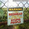2D Flat - 1pc, Vintage Metal Aluminum Decorative Sign, Humorous Warning Sign with Red Hair, Suitable for Porches, Hallways, Game Rooms, Room Decor